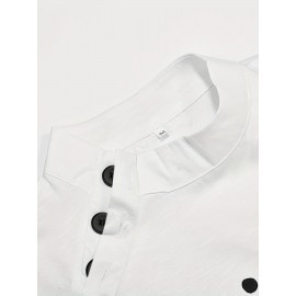 Dragonfly Print Button Front Blouse, Casual Cap Sleeve Blouse For Spring & Summer, Women's Clothing