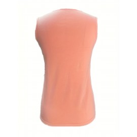 Solid Crew Neck Tank Top, Casual Sleeveless Tank Top For Summer, Women's Clothing