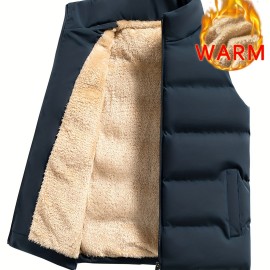Men's Warm Fleece Stand Collar Winter Vest For Outdoor Activities
