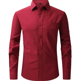 Men's Dress Shirt, Long Sleeve Button Down Lapel Slim Fit Classic Shirt For Business Best Sellers